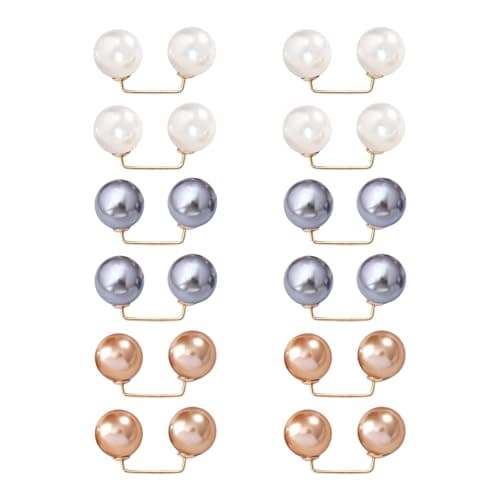 Image of 12 Pcs Pearl Pins Small Safety Pins for Clothes Decorative Brooch Pin Cardigan Clips Sweater Shawl Safety Clip Hijab Pins for Women Girls Muslim