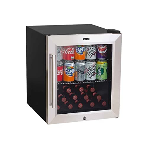 Image of Dellonda Baridi Stainless Steel Mini Fridge, 50L Beer, Wine & Drinks Fridge, LED Light + Lock & Key