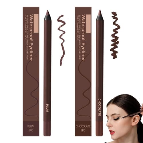 Image of Chocolate & Plum Shades Eyeliner Pencil Waterproof,24 Hr Sharpenable Lasting Gel EyelinerPencil,Highly Pigmented Smudge Proof & No Fading Pencil Eyeliner,Smooth & Easy To Color Smoky Eye Makeup(2pcs)