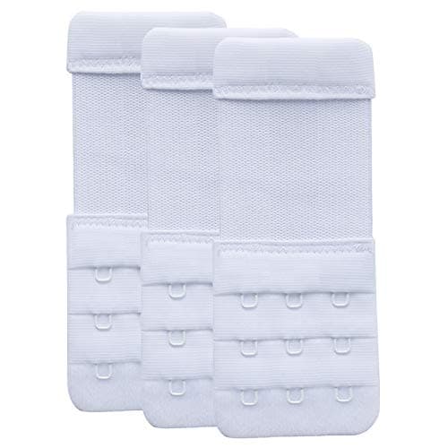 Image of YARBAR Bra Extender 3 Hook Elastic Bra Strap Extension Band Soft Comfortable Pack of 3 (White, 3 Hook 1/2 inch spacing)