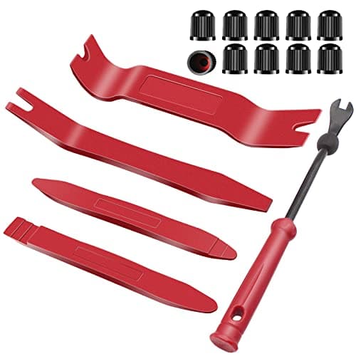 Image of Wetado Auto Trim Removal Tool Kit, 15 Pcs Plastic Pry Tools & Car Fastener Rivet Clips Remover No-Scratch Automotive Panel Door Trim Removal Set for Vehicle Dash Audio Door Panel Window Molding Red