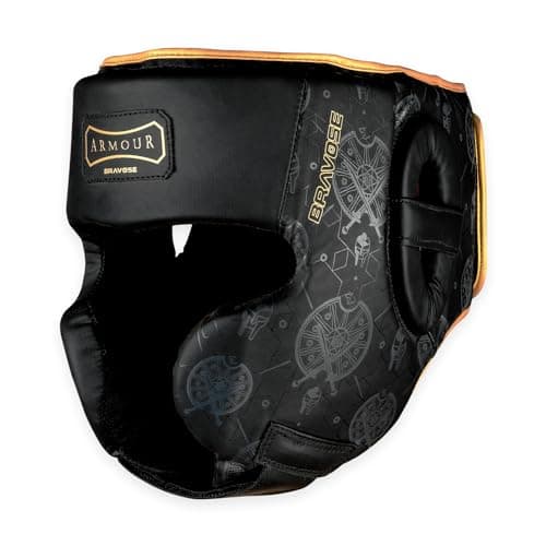 Image of BRAVOSE Armour Boxing Headguard | Professional Velcro Boxing, Training, Sparring & Martial Arts Headgear | Head Guard for Ear, Cheek, Face Protection | Helmet for MMA, Kickboxing, Taekwondo (S/M)