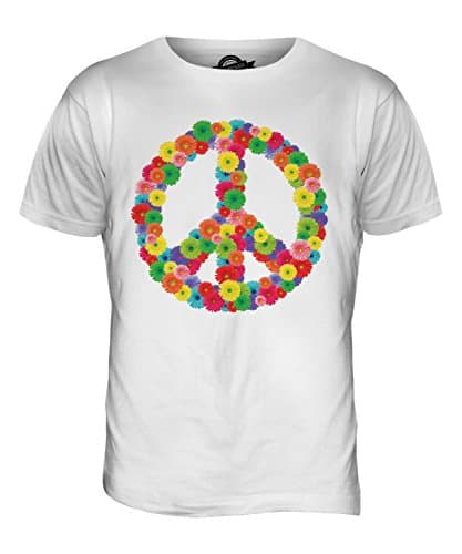 Image of Candymix - Flower Power CND Peace Symbol - Mens T Shirt Top T-Shirt, Size Large, Colour White