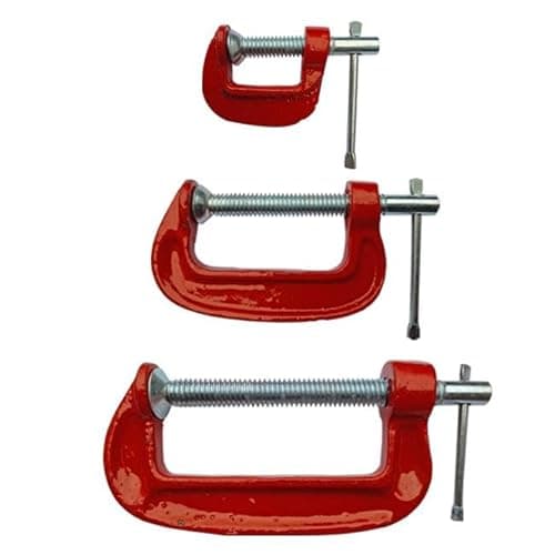Image of Gear4Garage Mini G Clamp Set 3pc – Heavy Duty 1in, 2in & 3in Steel Clamps for Workshop, Craft & DIY Use