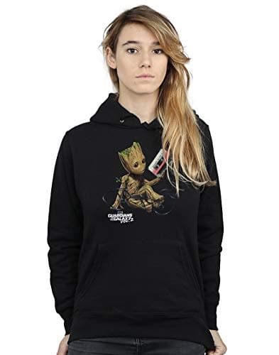 Image of Marvel Women's Guardians Of The Galaxy Groot Tape Hoodie Black Medium