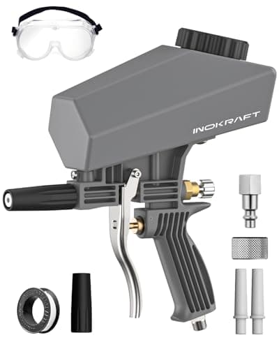 Image of InoKraft Portable Sandblaster Gun Kit for Air Compressor, Mini Sandblaster for Rust & Paint Removal, Compatible with Aluminum Oxide, Sand, Walnut Shell & Soda, Perfect for Metal & Wood