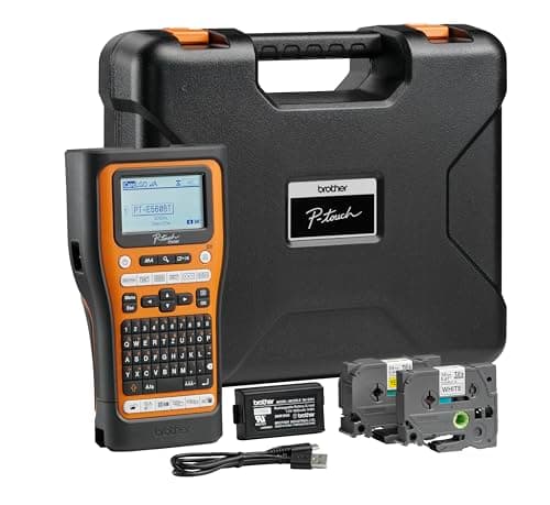 Image of Brother PT-E560BTVP Industrial Label Maker with Bluetooth, Li-Ion Battery and Carry Case (for 24mm wide TZE tapes, 18mm wide HSE heat transfer tubing)