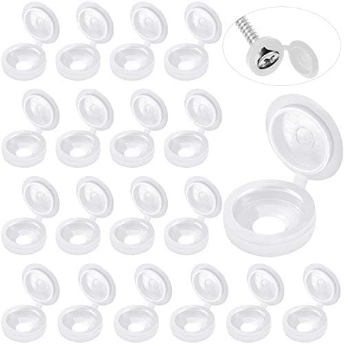 Image of 60 Pcs Plastic White Screw Caps Screw CoverCaps,ScrewCap, Plastic Hinged Screw Head CoversScrew Cover Caps Snap-on Replacement ScrewDecorative Covers