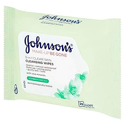 Image of JOHNSON'S Face Care Make-up Be Gone Clear Skin Wipes, Pack of 1 x 25