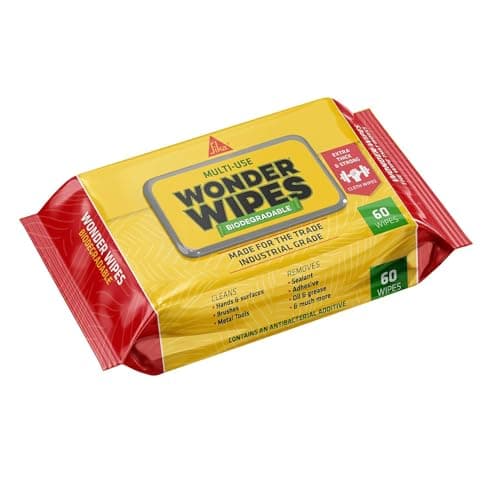 Image of Sika - Biodegradable - Wonder Wipes - Multi-Use Cleaning Wipes for the Building Trade - Specially Formulated to Clean Hands, Tools and Surfaces - 60 Pack