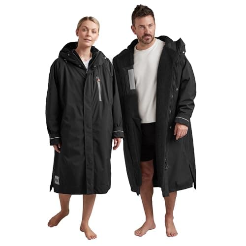 Image of Red Original Premium EVO PRO Unisex Waterproof Dry Changing Robe, Extra Warm Lightweight Luxury 100% Recycled Material, B Corp Certified (Stealth Black, L)