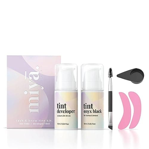 Image of MIYA LASH | Lash Tint Kit Black | 2 in 1 Eyelash & Eyebrow Dye Set | Long Lasting 6 weeks Eyelash Colour | Brow Tinting Kit | Onyx Black with Tools & Developer | Home & Salon Use