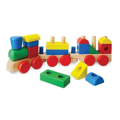 Image of Melissa & Doug Stacking Train Developmental Toy Motor Skills 3+ Gift for Boy or Girl