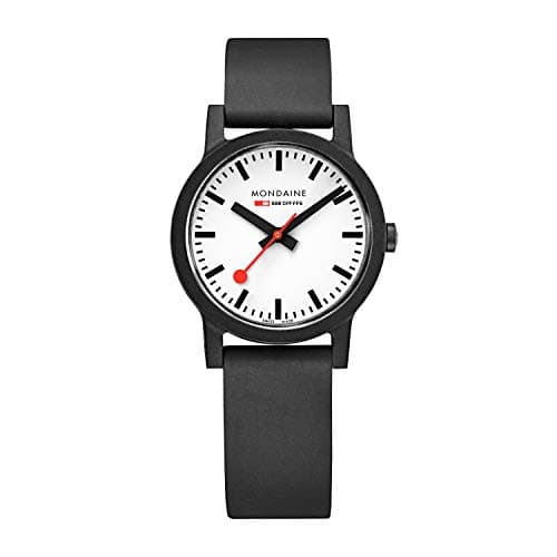 Image of Mondaine - Essence MS1.32110.RB Womens Watch 32mm - Official Swiss Railways Wrist Watch Black Renewable Material Strap - 30m Water Resistant Sustainable - Watches for Men and Women