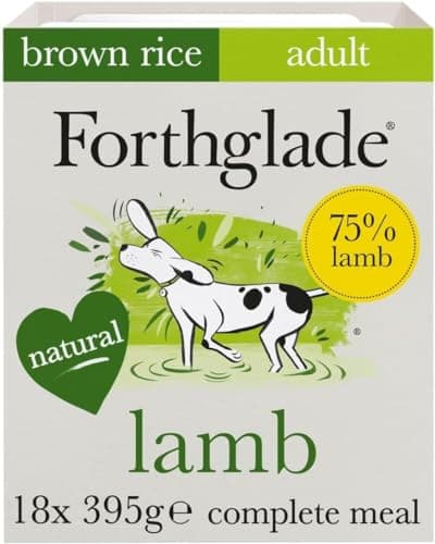 Image of Forthglade Wet Dog Food (12 x 395g Trays) - Wholegrain & Hypoallergenic Dog Food, Lamb with Vegetables and Brown Rice, Adult Stomach Sensitive Meals with Natural Ingredients