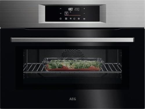 Image of AEG 7000 Series Integrated Built-In Combi Microwave Oven, 44 L Capacity, OK6NK40PM, AirFry, 1000 W Microwave, True Fan Cooking and Grill 30–230°C, Stainless Steel