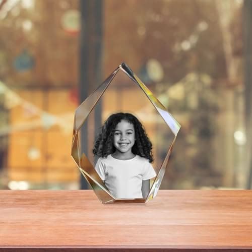 Image of Giftic 3d crystal photo personalized pictures in glass photo cube, prestige crystal shape With Customized Photo for Gifts Anniversary Couples (Small: 13x11x6cm)