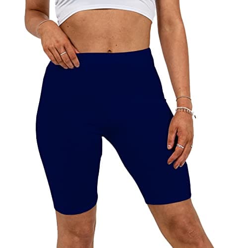 Image of Missloved Ladies Womens Cycling Dancing Gym 1/2 Leggings Active Casual Shorts (Navy Blue, 20-22)