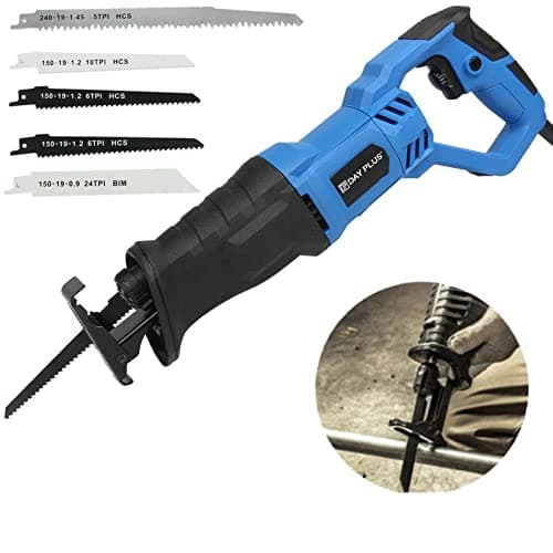 Image of Powerful Reciprocating Saw 900W, 240V Electric Corded Sabre Saw 0-2800rpm Variable Speed Electric Saw, 5 PCS Saw Blades, Tool-Free Blade Change, Reciprocating Saw for Cut Wood, Plastic and Soft Metal