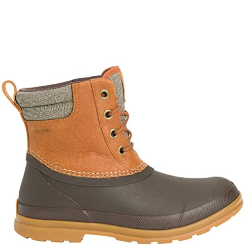 Image of Muck Boots Women's Originals Duck Lace Pull On Leather Waterproof Ankle Boot, Dark Brown, 8
