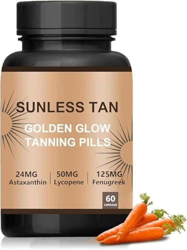 Image of Sunless Tanning Pills, Carotenoid Golden Glow Tanning Pillss, Carrots Sun Tablet, Best Tanning Tablets for Men and Women, Enhance Skin Tone, Tanning Tablets/Tanning Pills that Work Without Sun 60pcs
