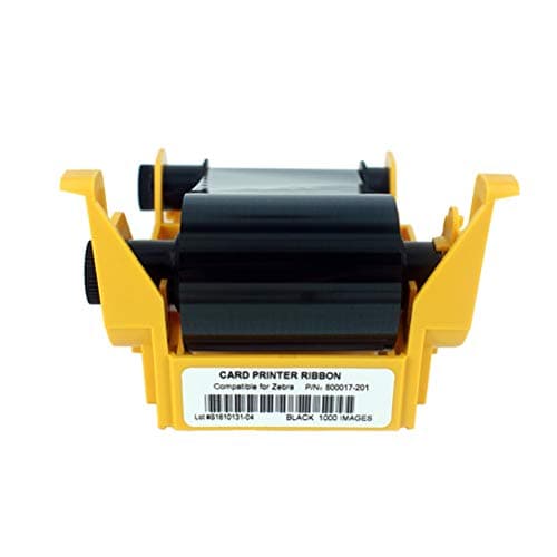 Image of 800017-201 Black Monochrome Ribbon for Zebra P11XX Card Printers, P100i P110i P120i Resin Ribbon, 1000 Prints