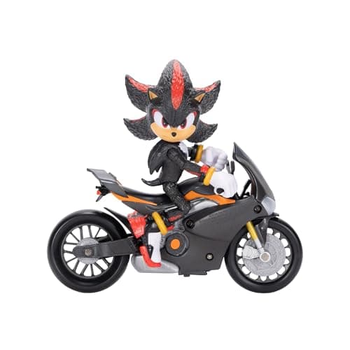 Image of Sonic 3 MOVIE Sonic the Hedgehog Shadow Figure & Motorcycle by Jakks Pacific, Officially Licensed Movie Collectible, Stands 5” / 12.7 cm Tall, Premium Action Figure, Suggested for Ages 3+