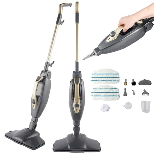 Image of Beldray Titanium 14 in 1 Steam Cleaner – Multipurpose Steam Mop, 350ml, Flexi Hinge, Chemical-Free Steamer, Window Cleaner, Extra Nozzles & Mop Pads Included, Disinfect/Sanitise, 1300W, 15 mins Steam