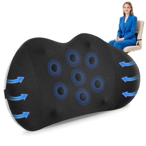 Image of QUTOOL Lumbar Support Cushion – Memory Foam Back Support Cushion with Breathable Mesh Cover & Adjustable Strap, Lumbar Support Pillow for Office Chair, Car & Gaming Chair