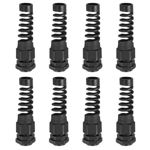 Image of sourcing map 8 Pcs PG13.5 Cable Gland, 6-12mm Wire Hole Flex Spiral Strain Relief Joint for Cable Fixing, Wiring, Repairing, Gland Replacement, Electrical Appliances, Black
