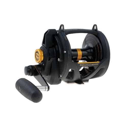 Image of PENN Squall® Lever Drag 2 Speed, Fishing Reel, Conventional Reels, Sea - Offshore Fishing, Saltwater Boat or Kayak Fishing,Unisex, Black Gold, 50 | Right Hand