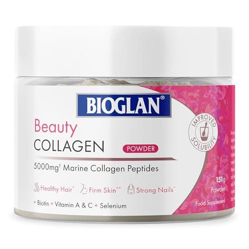 Image of Bioglan Collagen Powder | 5000mg Marine Collagen Powder | Helps Support Healthy Looking Skin, Hair, Nails | Biotin | Vitamin C | Selenium | Hyaluronic Acid | 151g