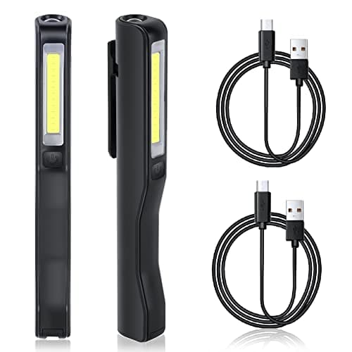 Image of flintronic® LED Torch Inspection Lamp, 2PCS Rechargeable Work Light, 3W LED Head&3W COB | SOS Flashing | 2pcs USB Cable | Adjustable Brightness for Workshop Automobile Camping Emergency