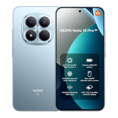 Image of XIAOMI Redmi Note 15 Pro 5G Smartphone 8GB+256GB, MediaTek Dimensity 7400-Ultra, 200MP Ultimate-clarity Camera, 6.83" 120Hz Amoled Display, 6580mAh Battery, Glacier Blue (No In-box Charger)