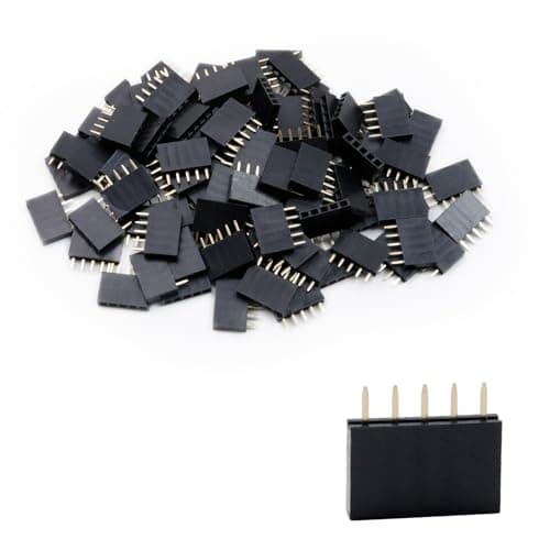 Image of Dahszhi 100pcs Black 5-Way 2.54mm Pitch Male Pin Header Connector for PCB, Arduino, Raspberry Pi & Compatible Devices