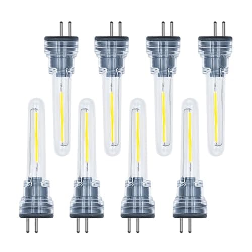 Image of EASYIVY 8-Pack S14 LED Bulbs Plug in, 1W Spare LED Filament Light Bulb 2700K Warm White, S14 Replacement Plastic Bulbs for Outdoor String Lights