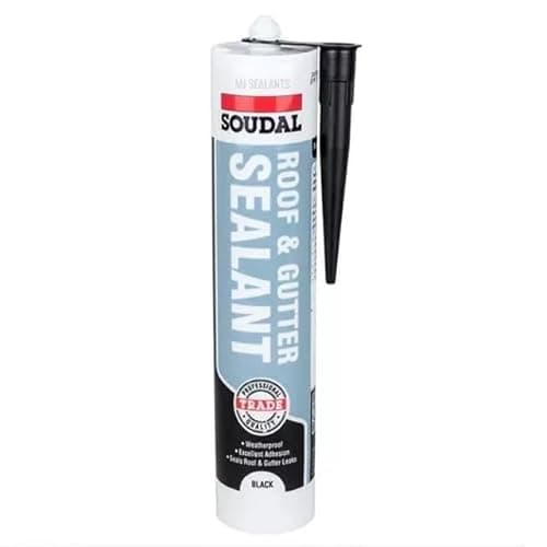 Image of Soudal Trade Roof & Gutter Sealant Roof & Guttering Applications Black 290ml Cartridge | Plasto-elastic Bitumen Based Sealant, Permanent Weatherproof Seals Roof Leaks and Guttering