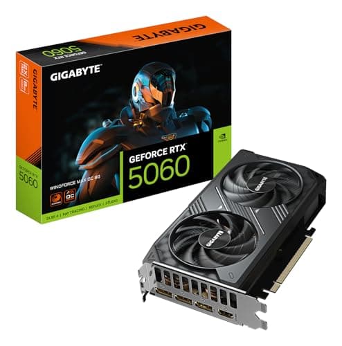 Image of Gigabyte GeForce RTX 5060 WINDFORCE MAX OC 8G Graphics Card - 8GB GDDR7, 128bit, PCI-E 5.0, 2512MHz Core Clock, 3 x DP, 1 x HDMI, NVIDIA DLSS 4, GV-N5060WF2MAX OC-8GD
