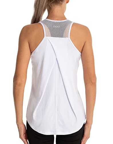 Image of Dawnrole Workout Tank Tops Women Gym Sport Sleeveless Running Tops Yoga Shirts White