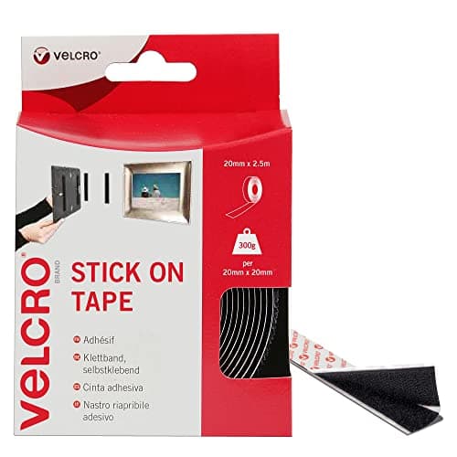 Image of VELCRO Brand Stick On Black, Hook and Loop Tape Self Roll 20mm x 2.5m. Cut-to-Length Strong and Secure Adhesive Strips. Perfect Home, Office and Garage Fasteners Solution