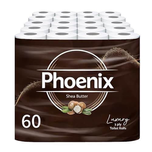 Image of Phoenix Toilet Rolls – 60 Pack | 3 Ply Shea Butter Scented Toilet Paper | Bulk Buy, Soft, Quilted, Sustainably Sourced, Eco- Friendly Luxury Bathroom Tissue