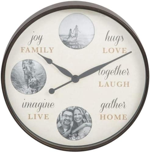 Image of Widdop Hometime Round Photo Wall Clock 'Family'