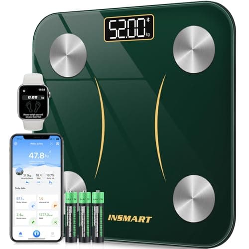 Image of INSMART Scales for Body Weight, Bluetooth Body Fat Scales, Smart Digital Bathroom Weight Weighing Composition Analyzer with Smart APP, Body Composition Fitbit Scales for Fitness, BMR, BMI,etc. Green
