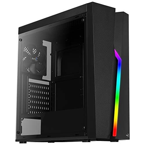 Image of Aerocool Bolt Mid-Tower RGB PC Gaming Case, ATX, Full Acrylic Side Panel, RGB LED Strip Included, 13 Lighting Modes, 1 x 120mm Black Fan Included, High Performance Mid - Tower Case | Black