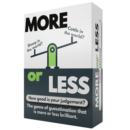 Image of More or Less First Edition Card Game - How Good Is Your Judgement? 2 Players + | Perfect for Gift, Travel, Holiday | For Kids, Teens & Adults | Play Anywhere | Age 12+