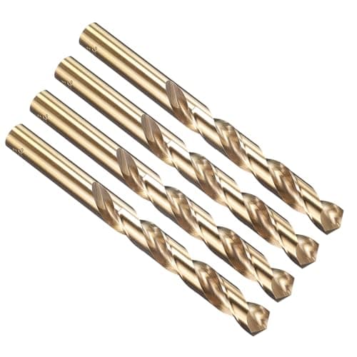 Image of PATIKIL 13mm Drill Bit, M35 Cobalt 5% High-Speed Steel Jobber Straight Shank 135° Gold Finish for Stainless Steel Hard Metal - 4 Pack