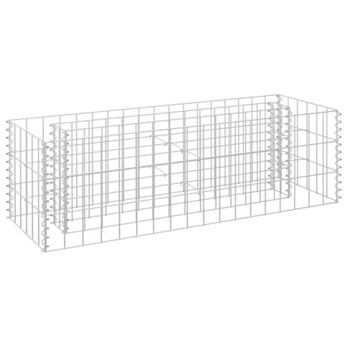 Image of vidaXL Gabion Raised Bed - Rectangular Silver Plant Bed - Galvanised Steel Garden/Patio Dborder - 90x30x30 cm - Weather-/proof - Easy to Assemble