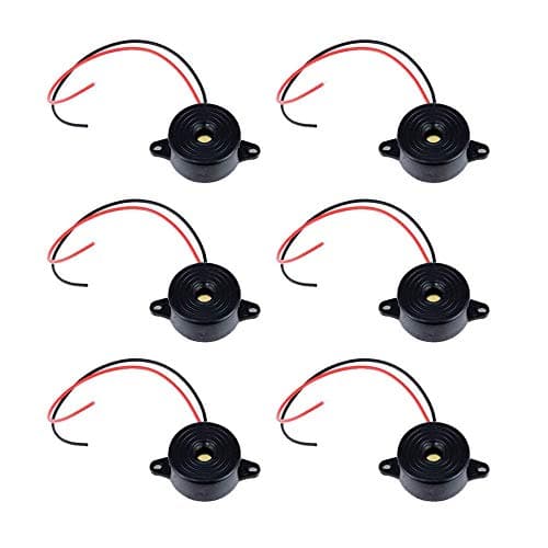 Image of SJUNJIE 6 Pcs Piezo Electronic Buzzer 12V Tone Active Alarm Electronic Buzzer Alarm Sounder DC 3-24V with Wire Leads 110mm for Physics Circuits Continuous Sound