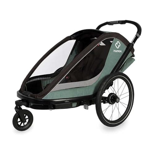 Image of Hamax Cocoon Twin Child Bike Trailer: Green/Black Twin