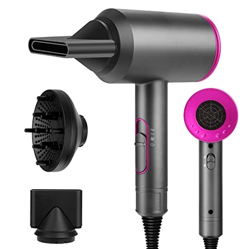 Image of Sendowtek Hair Dryer 2000W, Professional Negative Blow Dryer Quick Drying Powerful with Concentrator Cool Hot Shot Switch 3 Setting Wind Hairdryer with Diffuser for Women Men Home
